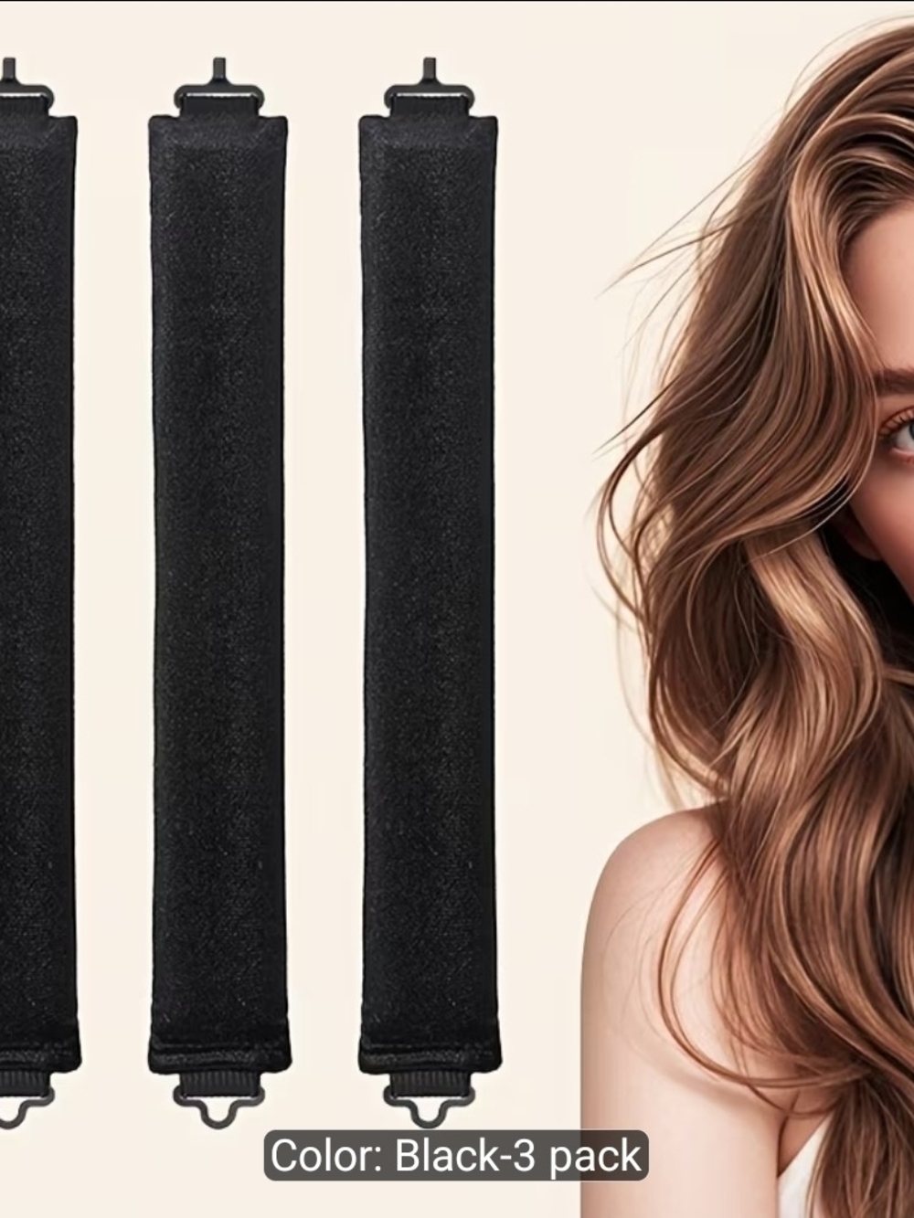No-Heat Curling Rods Set of 3 – Foam Hair Curlers Overnight Heatless Curls